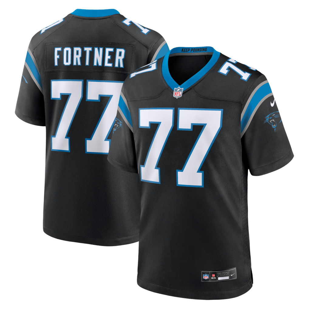 Luke Fortner 77 Carolina Panthers Team Game Men Jersey - Black