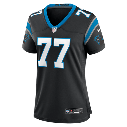 Luke Fortner 77 Carolina Panthers Women's Team Game Jersey - Black