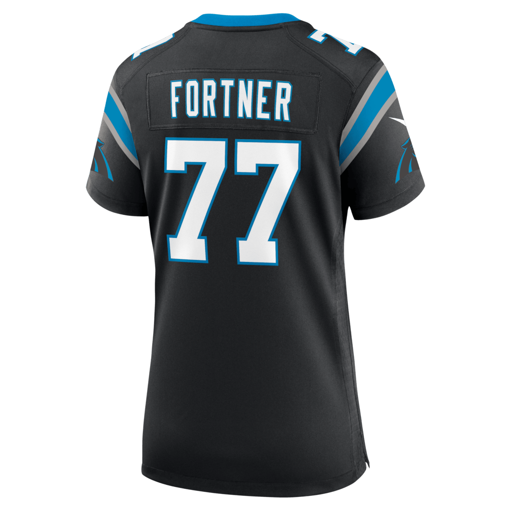 Luke Fortner 77 Carolina Panthers Women's Team Game Jersey - Black