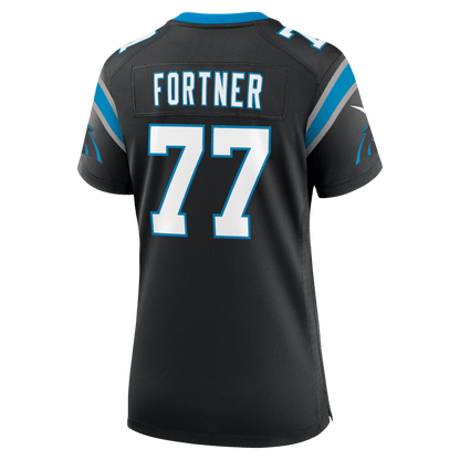Luke Fortner 77 Carolina Panthers Women's Team Game Jersey - Black