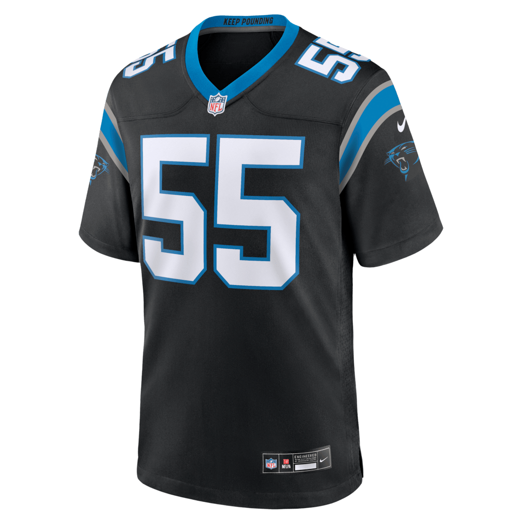 Maema Njongmeta 55 Carolina Panthers Team Game Men Jersey - Black