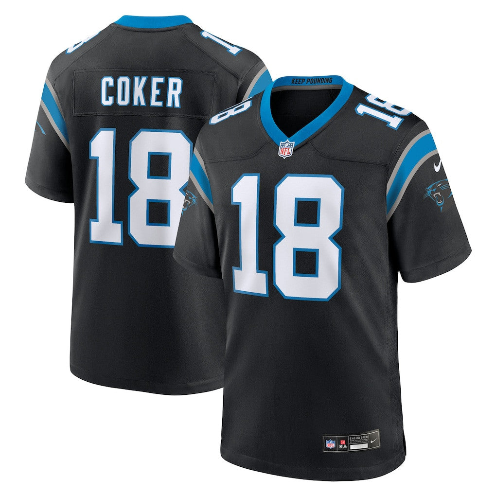 Jalen Coker 18 Carolina Panthers Team Game Men Jersey - Black