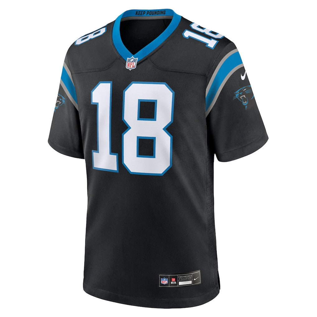 Jalen Coker 18 Carolina Panthers Team Game Men Jersey - Black