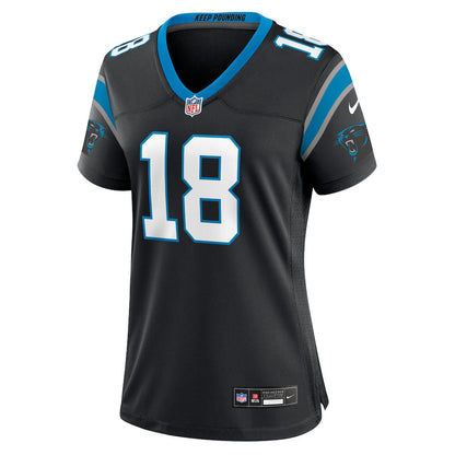 Jalen Coker 18 Carolina Panthers Women's Team Game Jersey - Black