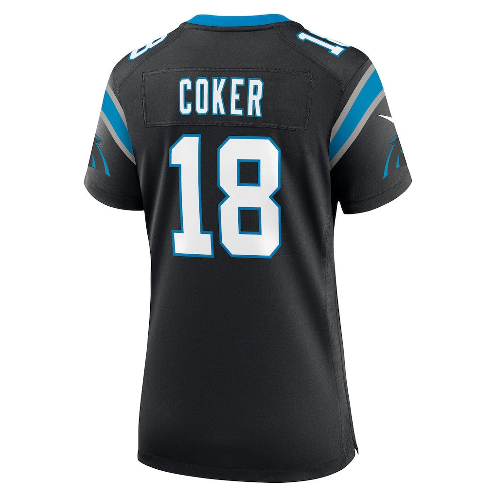 Jalen Coker 18 Carolina Panthers Women's Team Game Jersey - Black