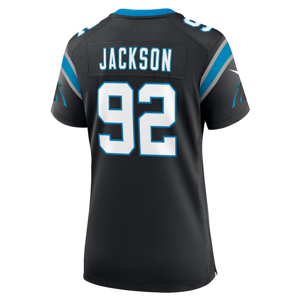 Cam Jackson 92 Carolina Panthers Women's Team Game Jersey - Black