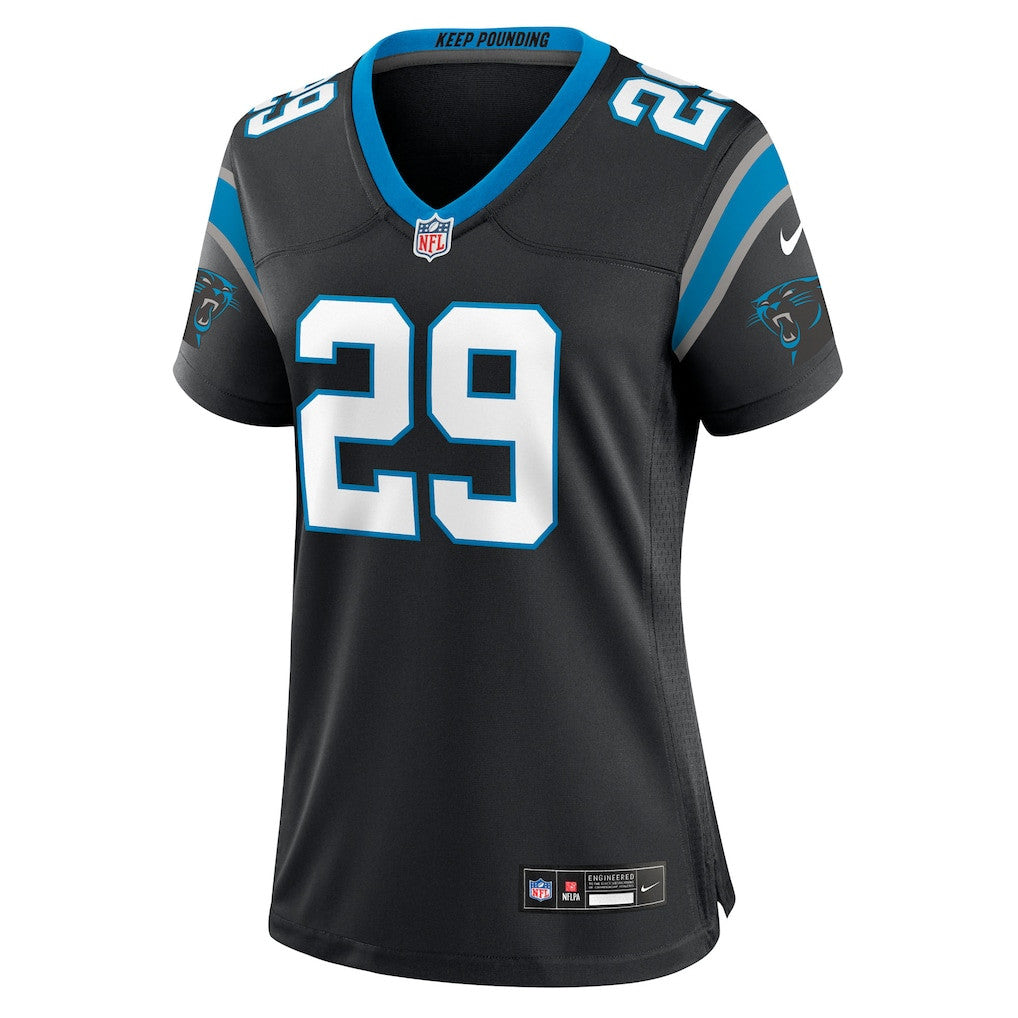 Akayleb Evans 29 Carolina Panthers Women's Team Game Jersey - Black