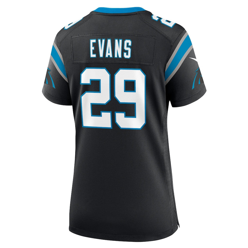 Akayleb Evans 29 Carolina Panthers Women's Team Game Jersey - Black