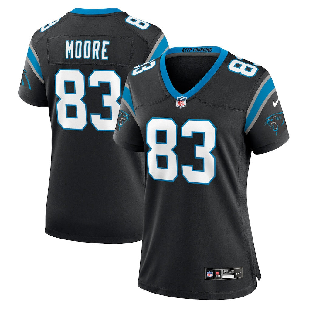 David Moore 83 Carolina Panthers Women's Team Game Jersey - Black