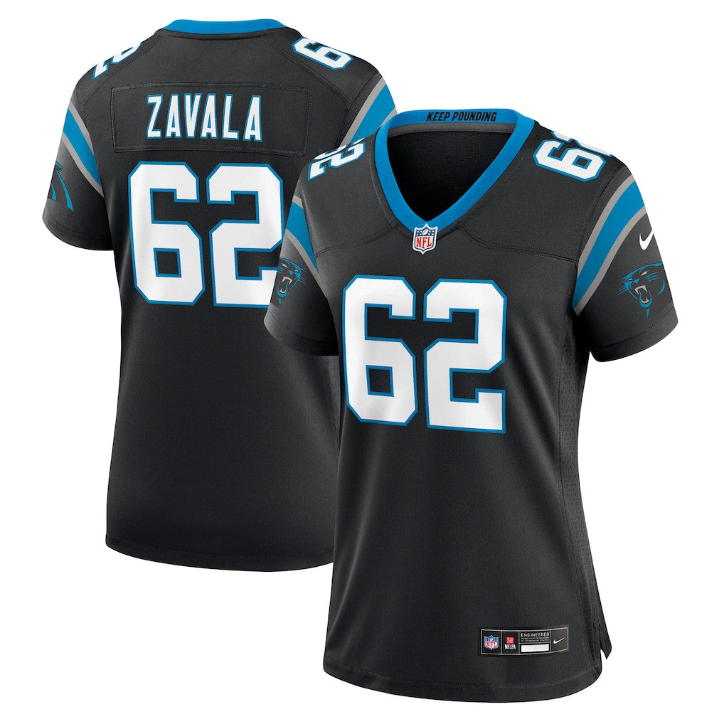 Chandler Zavala 62 Carolina Panthers Women's Team Game Jersey - Black