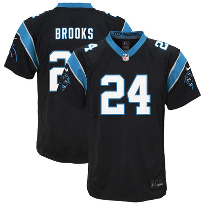 Jonathon Brooks 24 Carolina Panthers Game YOUTH Jersey - Black