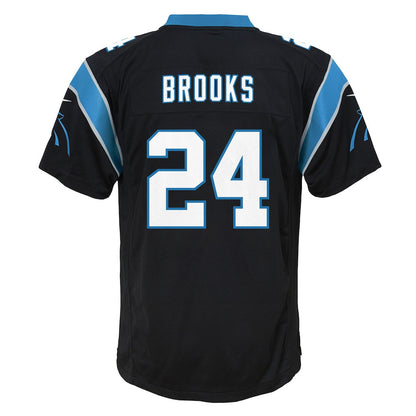 Jonathon Brooks 24 Carolina Panthers Game YOUTH Jersey - Black