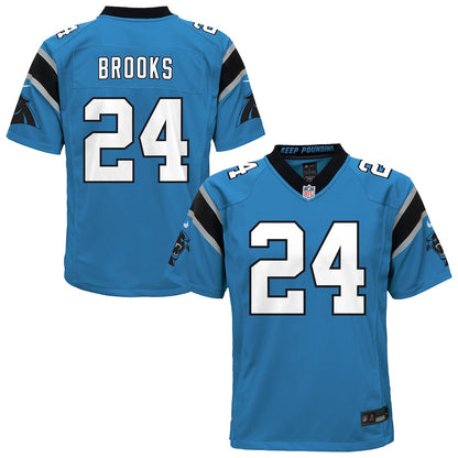 Jonathon Brooks 24 Carolina Panthers Game YOUTH Jersey - Blue