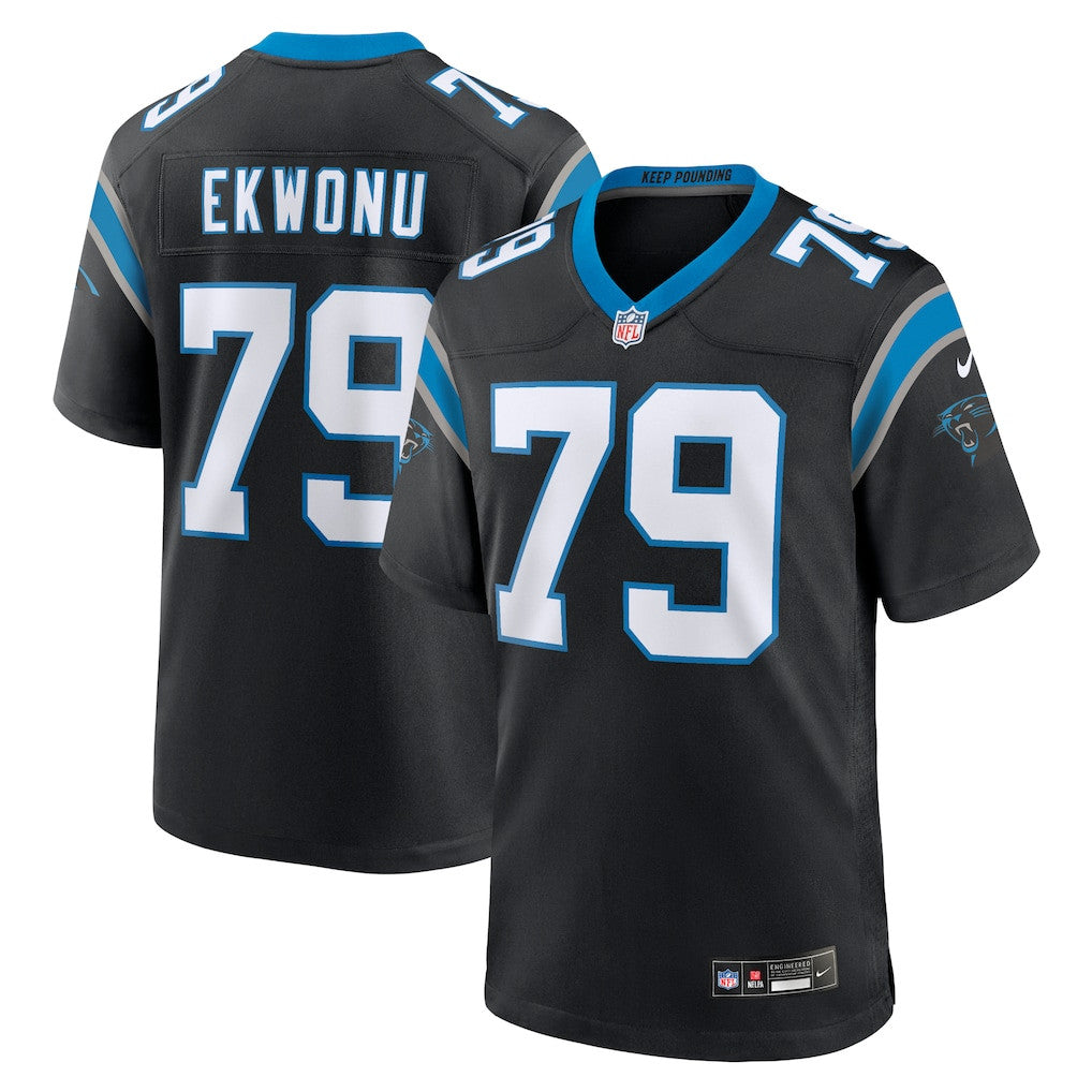 Ikem Ekwonu 79 Carolina Panthers Team Game Men Jersey - Black