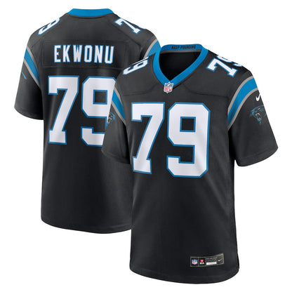 Ikem Ekwonu 79 Carolina Panthers Team Game Men Jersey - Black
