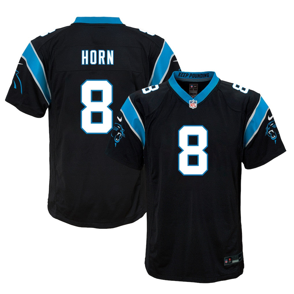 Jaycee Horn 8 Carolina Panthers Game YOUTH Jersey - Black