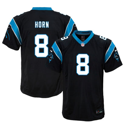Jaycee Horn 8 Carolina Panthers Game YOUTH Jersey - Black