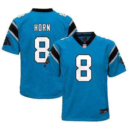 Jaycee Horn 8 Carolina Panthers Game YOUTH Jersey - Blue
