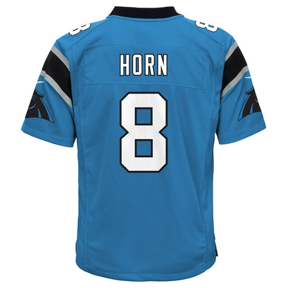 Jaycee Horn 8 Carolina Panthers Game YOUTH Jersey - Blue