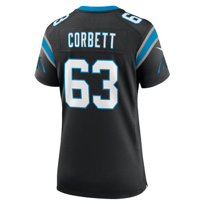 Austin Corbett 63 Carolina Panthers Women's Team Game Jersey - Black