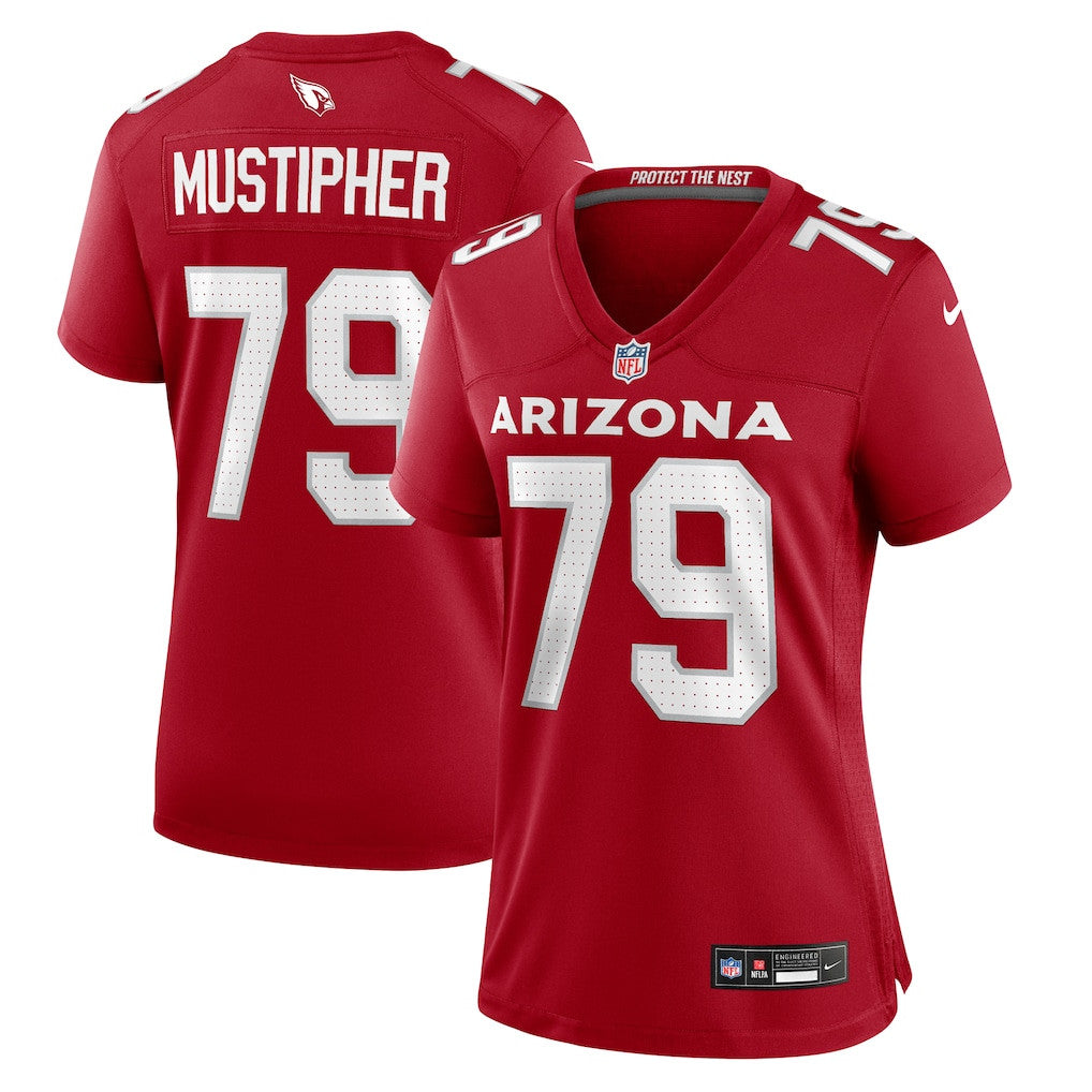 PJ Mustipher 79 Arizona Cardinals Women's Team Game Jersey - Cardinal