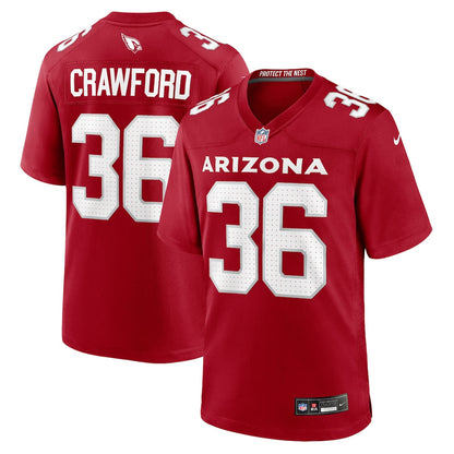 Kitan Crawford 36 Arizona Cardinals Team Game Men Jersey - Cardinal