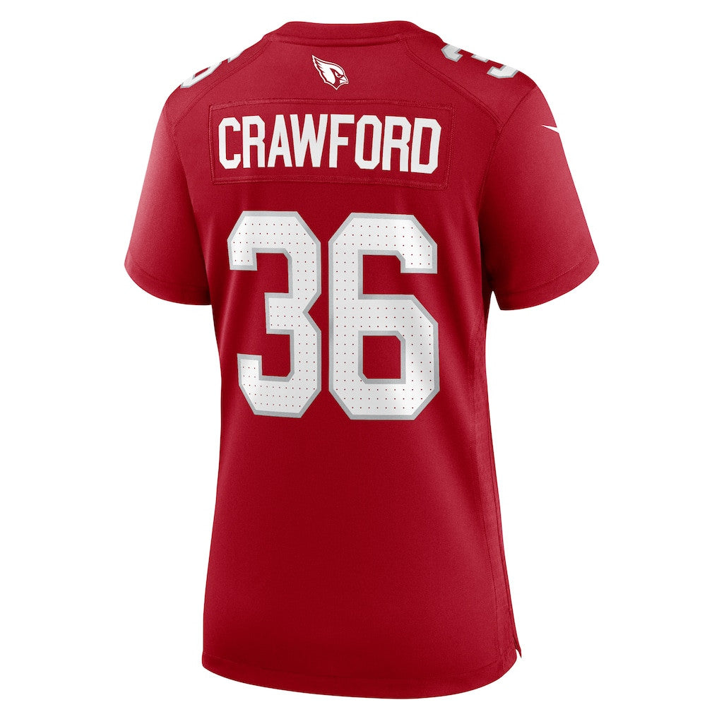 Kitan Crawford 36 Arizona Cardinals Women's Team Game Jersey - Cardinal