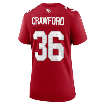 Kitan Crawford 36 Arizona Cardinals Women's Team Game Jersey - Cardinal