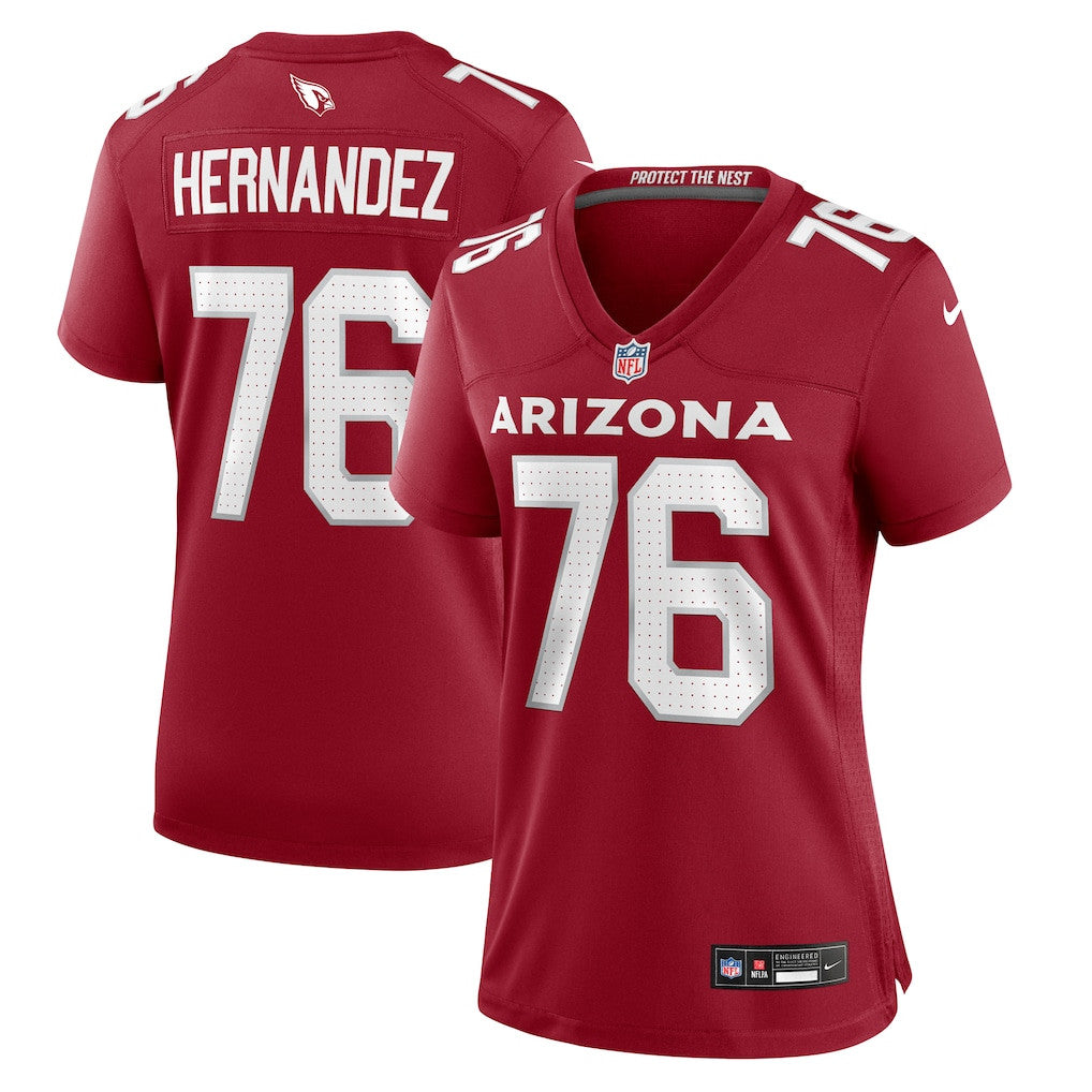 Will Hernandez 76 Arizona Cardinals Women's Team Game Jersey - Cardinal