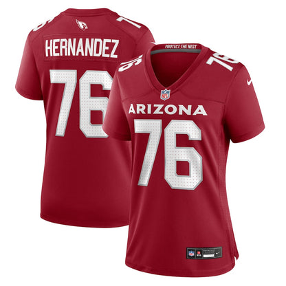 Will Hernandez 76 Arizona Cardinals Women's Team Game Jersey - Cardinal