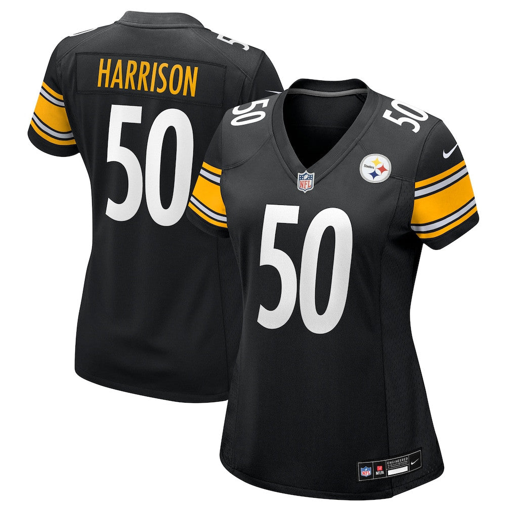 Malik Harrison 50 Pittsburgh Steelers Women's Team Game Jersey - Black
