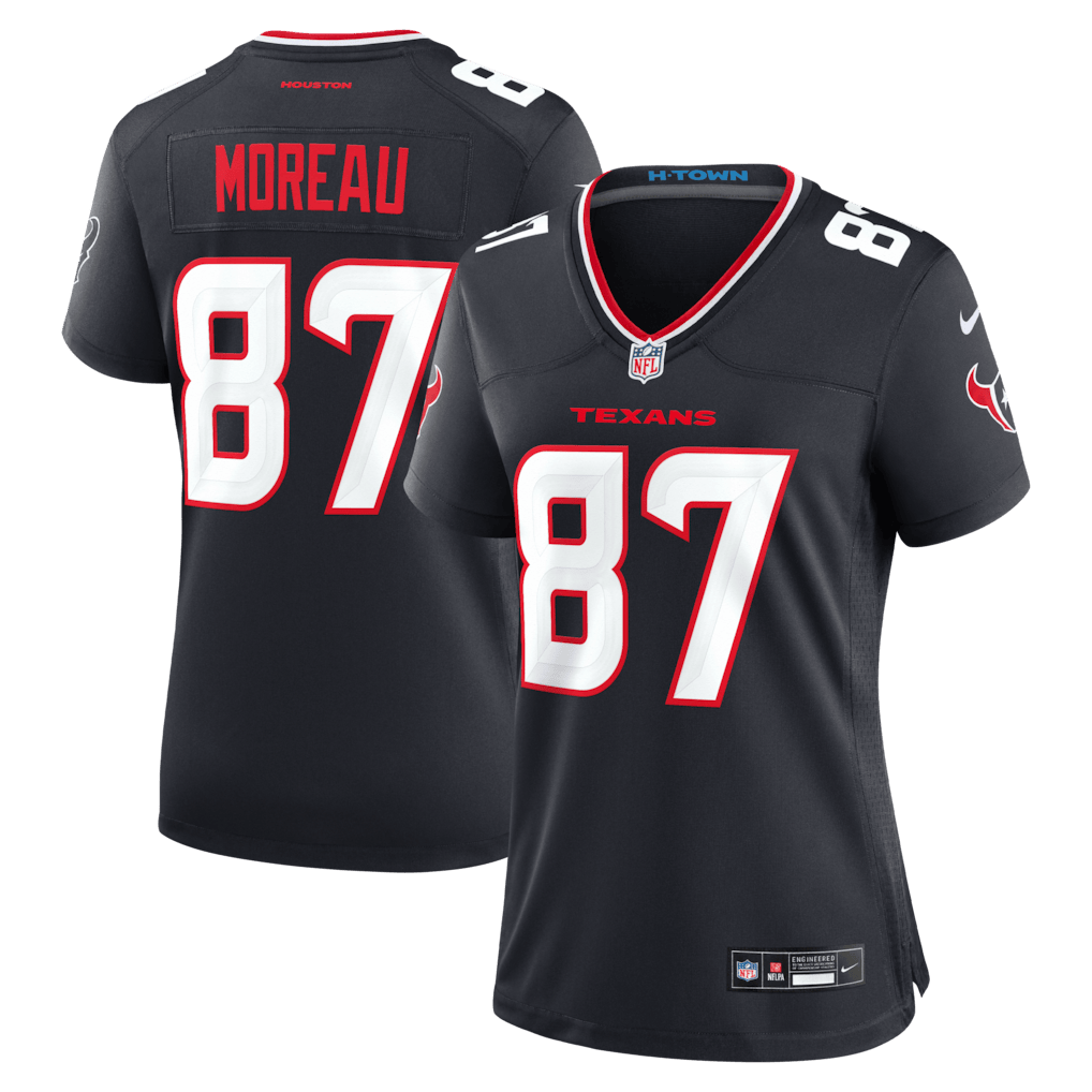 Foster Moreau 87 Houston Texans Women's Team Game Jersey - Navy