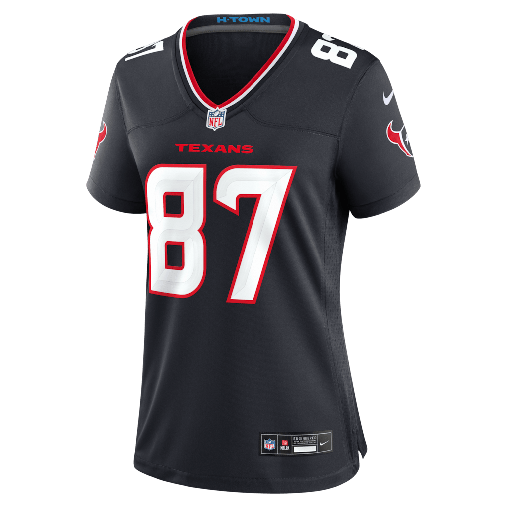 Foster Moreau 87 Houston Texans Women's Team Game Jersey - Navy