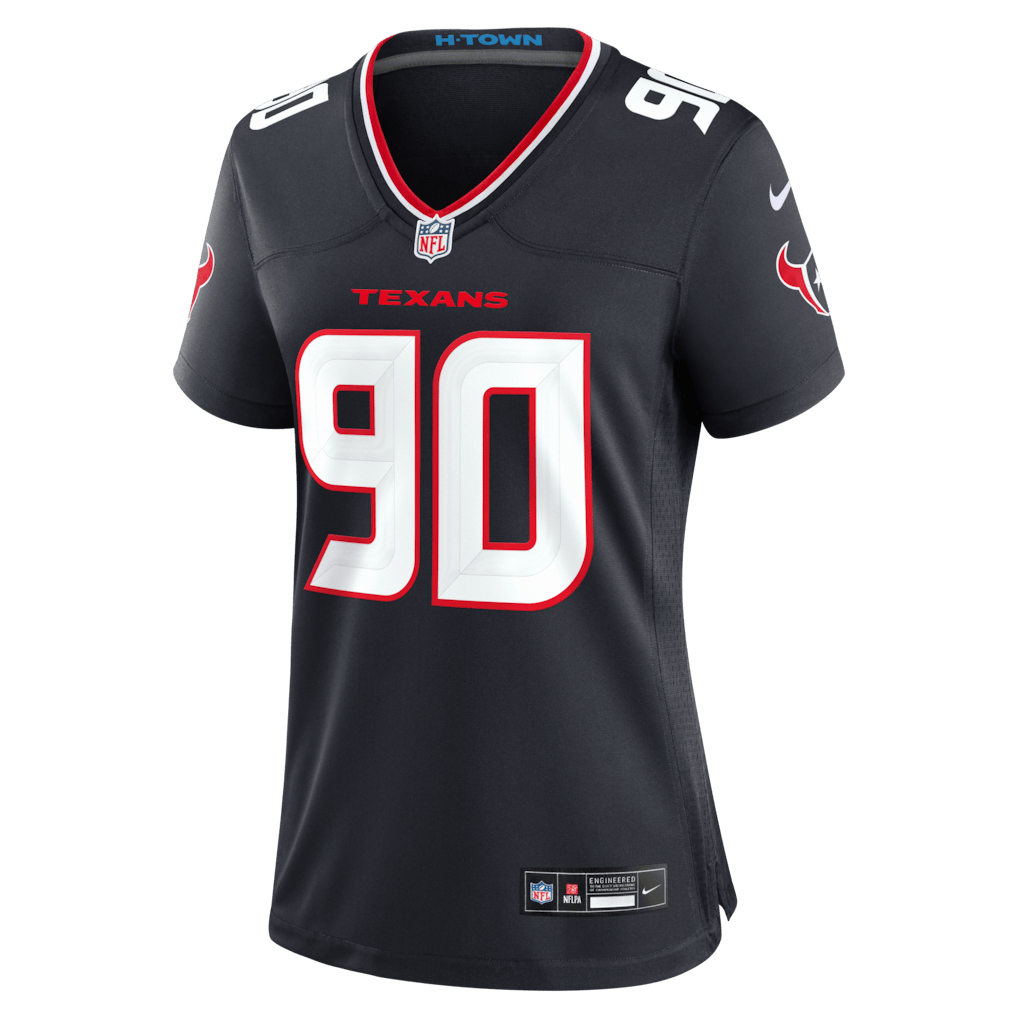 Logan Hall 90 Houston Texans Women's Team Game Jersey - Navy