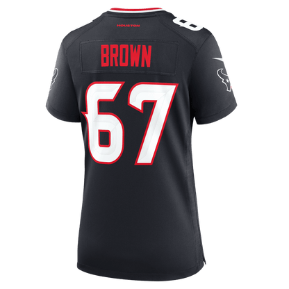 Evan Brown 67 Houston Texans Women's Team Game Jersey - Navy