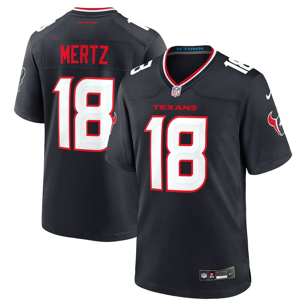 Graham Mertz 18 Houston Texans Team Game Men Jersey - Navy