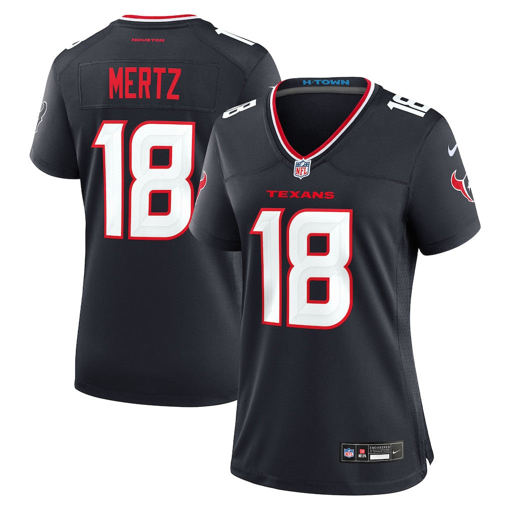 Graham Mertz 18 Houston Texans Women's Team Game Jersey - Navy