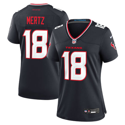 Graham Mertz 18 Houston Texans Women's Team Game Jersey - Navy