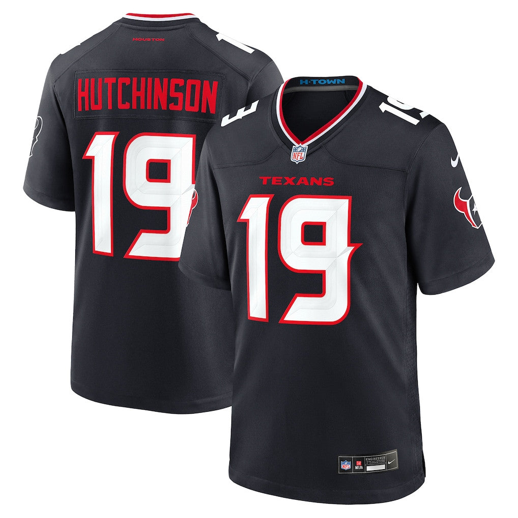 Xavier Hutchinson 19 Houston Texans Team Game Men Jersey - Navy