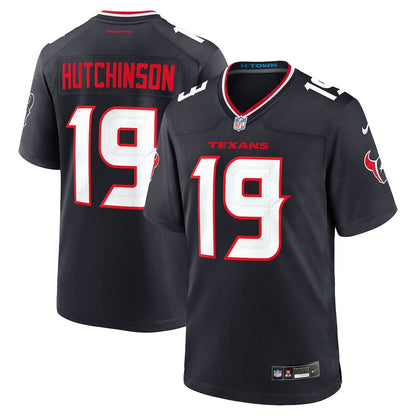 Xavier Hutchinson 19 Houston Texans Team Game Men Jersey - Navy