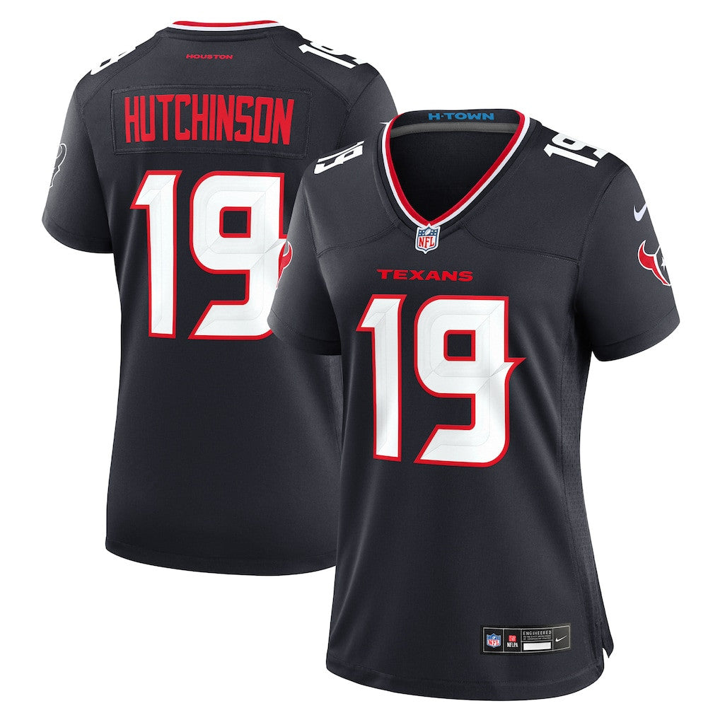 Xavier Hutchinson 19 Houston Texans Women's Team Game Jersey - Navy