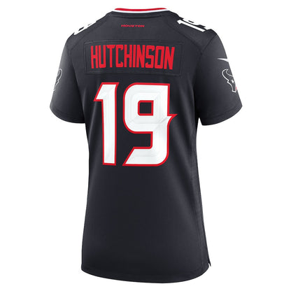 Xavier Hutchinson 19 Houston Texans Women's Team Game Jersey - Navy