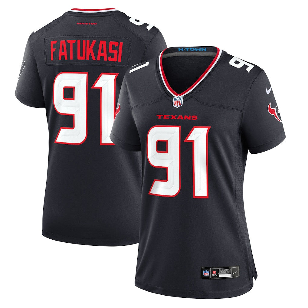 Folorunso Fatukasi 91 Houston Texans Women's Team Game Jersey - Navy
