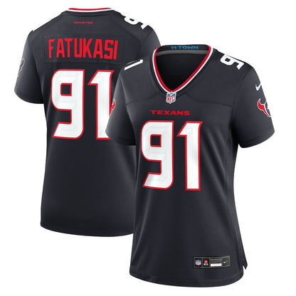 Folorunso Fatukasi 91 Houston Texans Women's Team Game Jersey - Navy