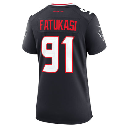 Folorunso Fatukasi 91 Houston Texans Women's Team Game Jersey - Navy
