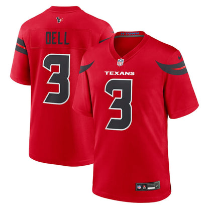 Tank Dell 3 Houston Texans Alternate Game Men Jersey - Red