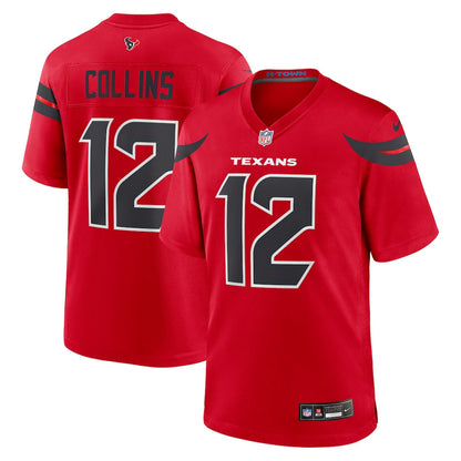 Nico Collins 12 Houston Texans Alternate Game Men Jersey - Red
