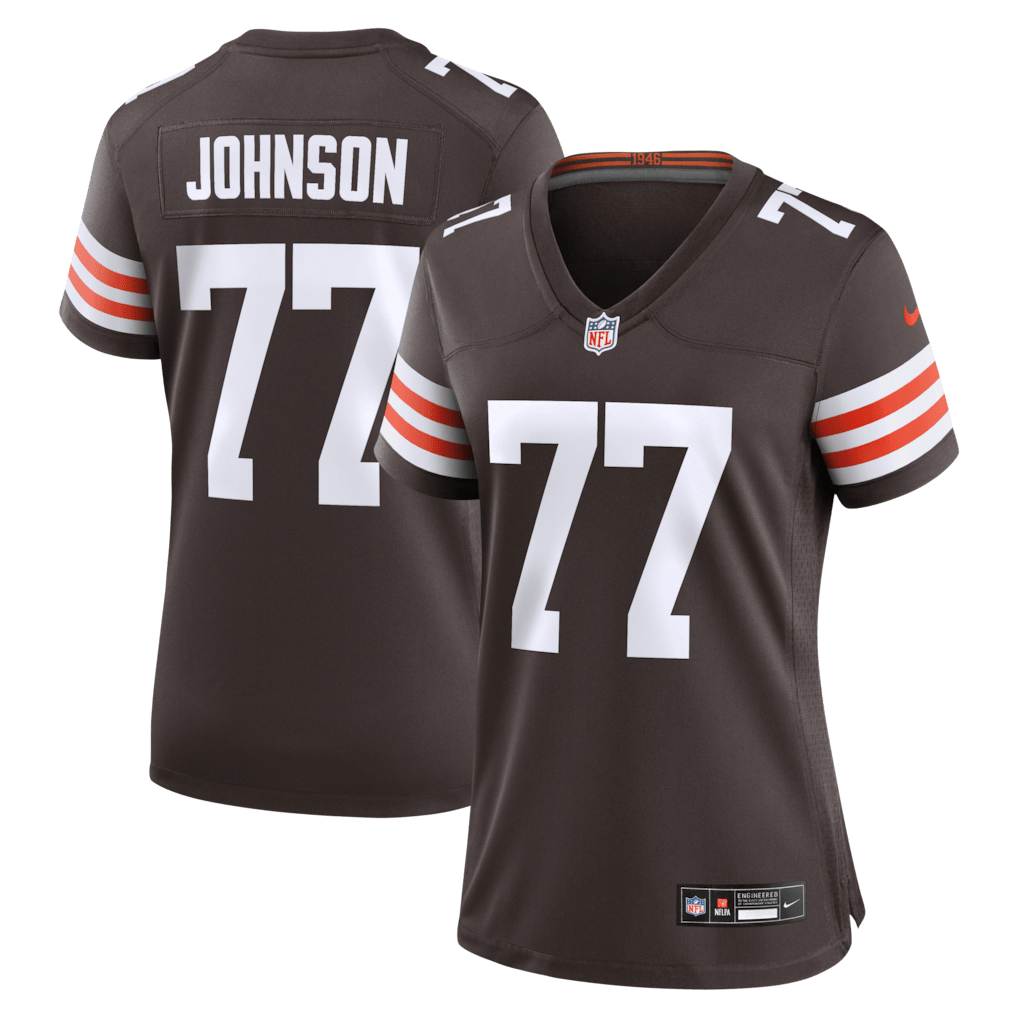 Zion Johnson 77 Cleveland Browns Women's Team Game Jersey - Brown