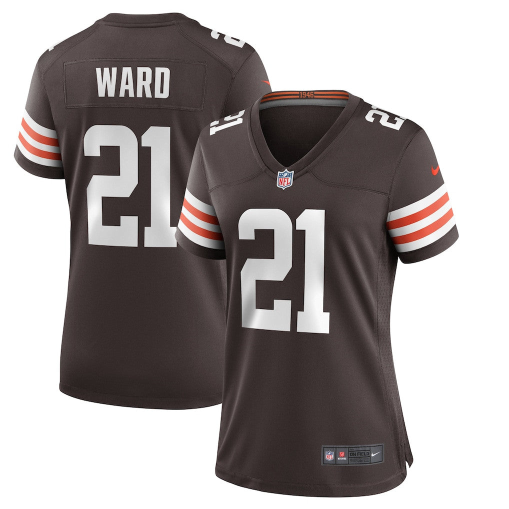 Denzel Ward 21 Cleveland Browns Women's Team Game Jersey - Brown