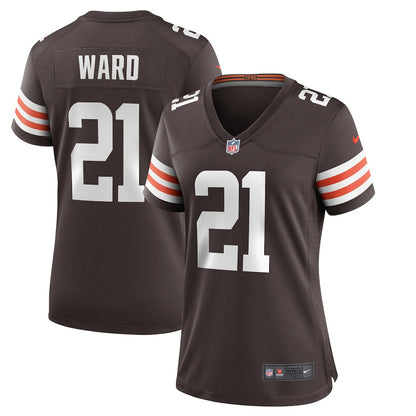 Denzel Ward 21 Cleveland Browns Women's Team Game Jersey - Brown